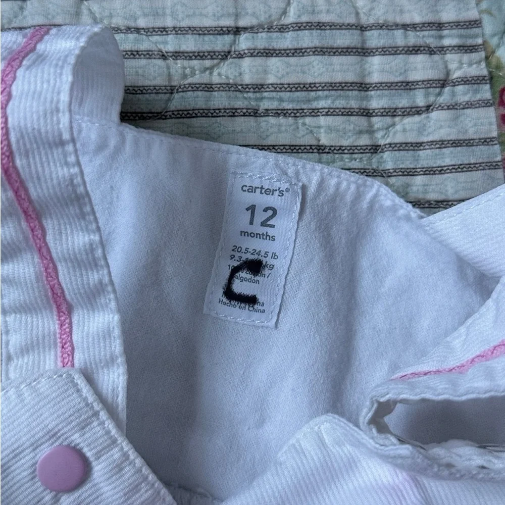 Carter's 12 months girls' white corduroy easter dress